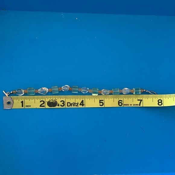 Vintage sterling silver agate Quartz semi precious stone bracelet 7.5” long - Picture 12 of 12